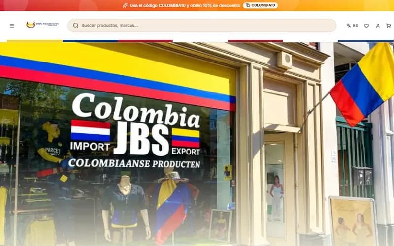 Captura del sitio web Tienda Colombiana JBS